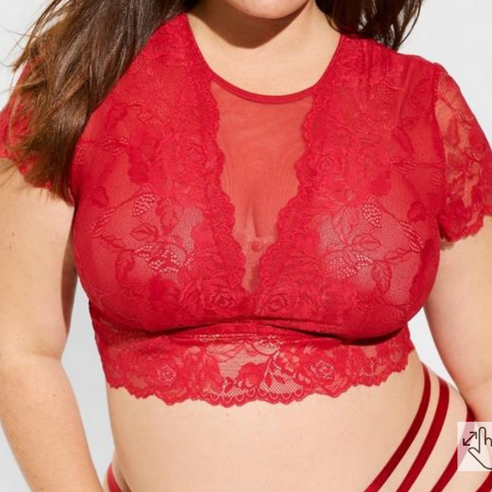 Torrid Red Lace Crop Top